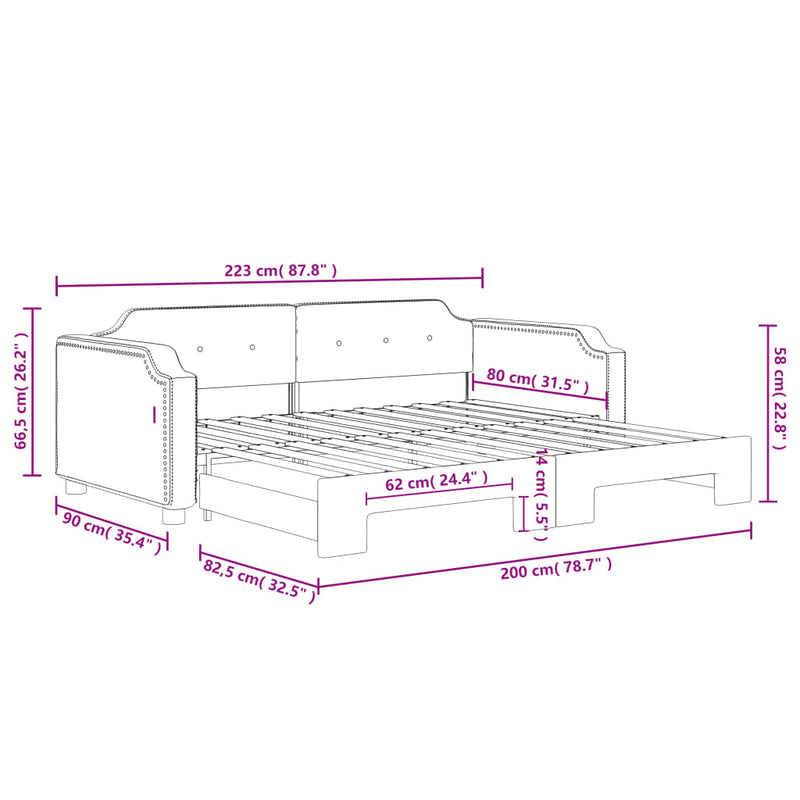 vidaXL tópszínű kihúzható szövet heverő 80 x 200 cm