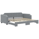 vidaXL világosszürke kihúzható szövet heverő 90 x 200 cm