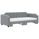 vidaXL világosszürke kihúzható szövet heverő matracokkal 100 x 200 cm