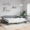vidaXL világosszürke kihúzható szövet heverő matracokkal 100 x 200 cm