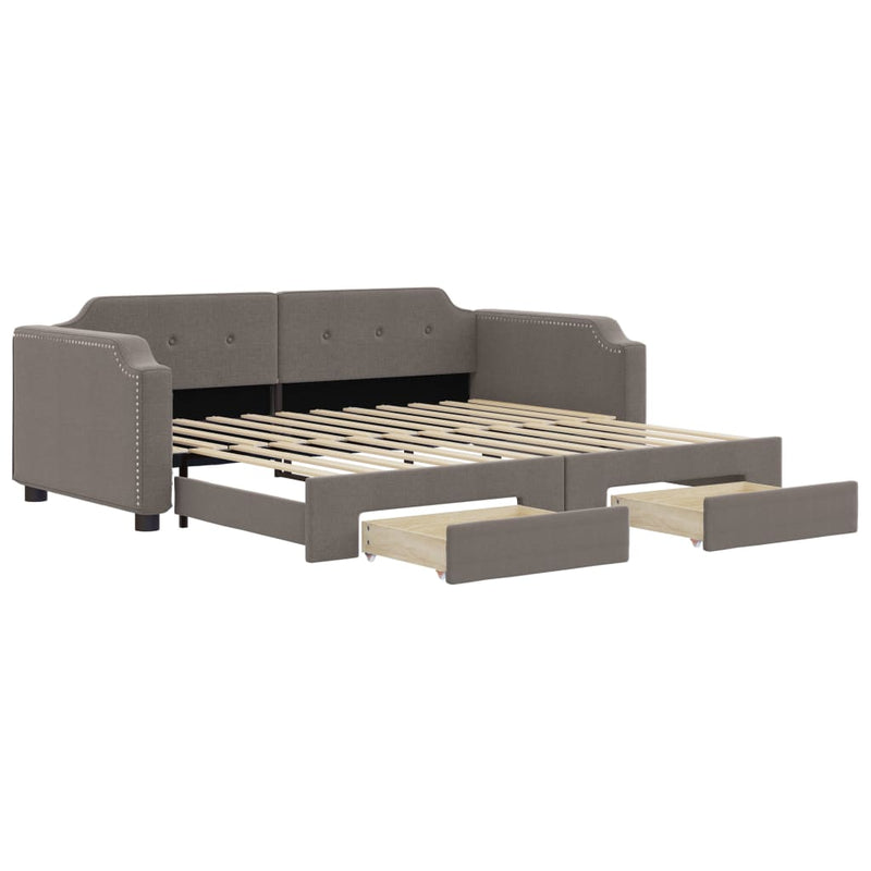 vidaXL tópszínű kihúzható bársonyheverő fiókokkal 80 x 200 cm