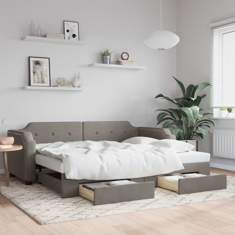 vidaXL tópszínű kihúzható bársonyheverő fiókokkal 80 x 200 cm