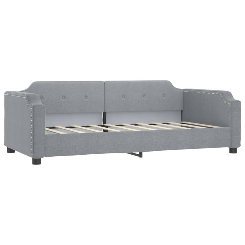 vidaXL világosszürke kihúzható szövet heverő fiókkal 90 x 190 cm