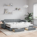 vidaXL világosszürke kihúzható szövet heverő fiókokkal 100 x 200 cm