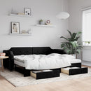 vidaXL fekete kihúzható szövet heverő fiókkal 90 x 190 cm