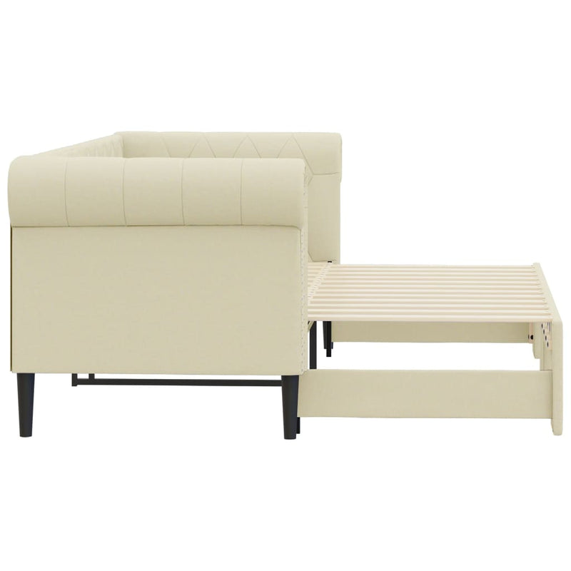 vidaXL krémszínű kihúzható műbőr heverő 90 x 200 cm