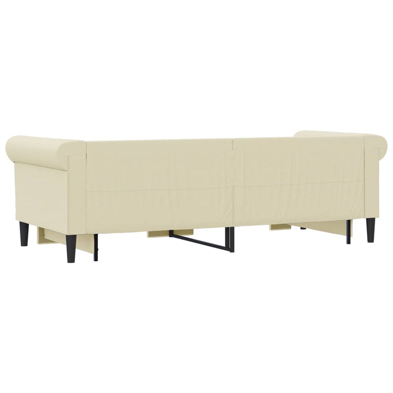 vidaXL krémszínű kihúzható műbőr heverő 90 x 200 cm
