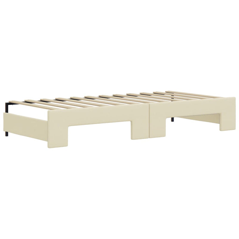 vidaXL krémszínű kihúzható műbőr heverő matraccal 90 x 200 cm