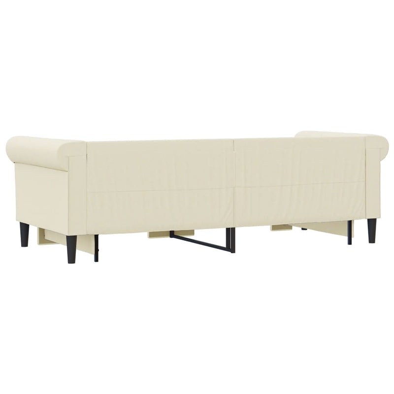 vidaXL krémszínű kihúzható műbőr heverő fiókkal 90 x 200 cm