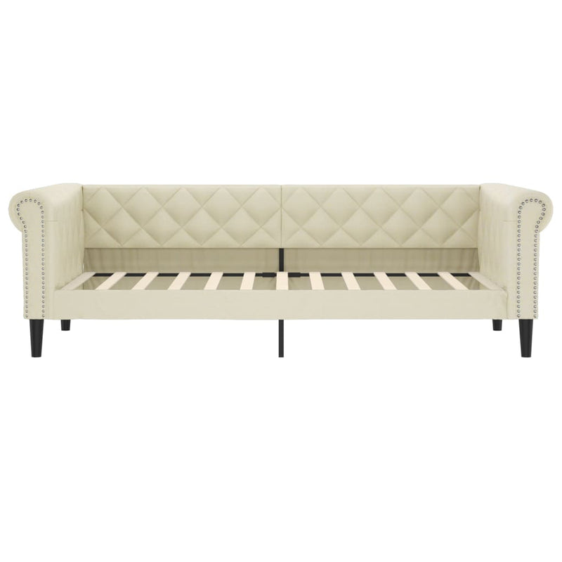 vidaXL krémszínű kihúzható műbőr heverő fiókkal 90 x 200 cm