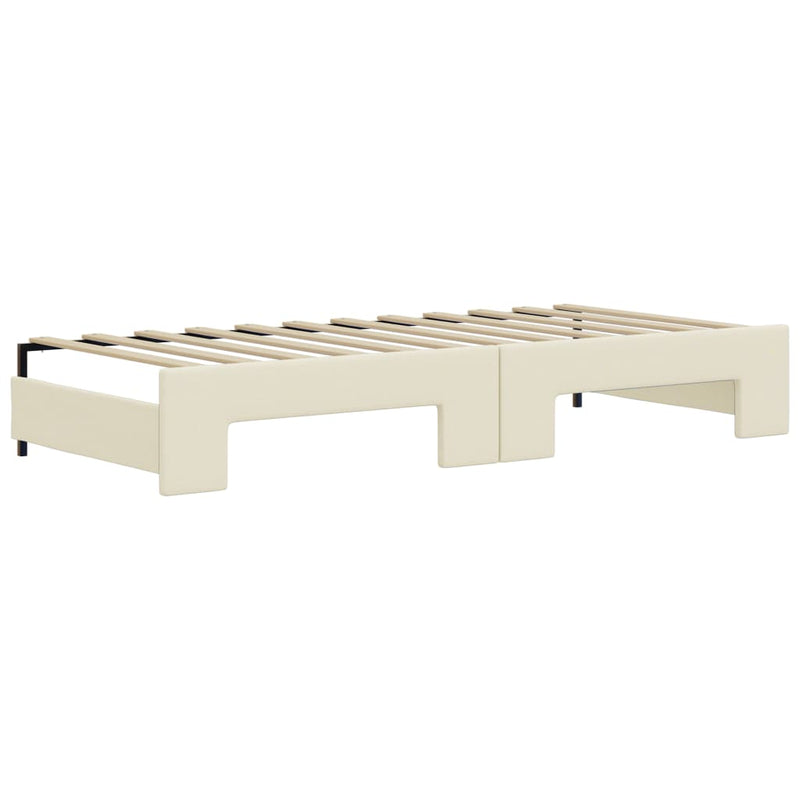 vidaXL krémszínű kihúzható műbőr heverő fiókkal 90 x 200 cm