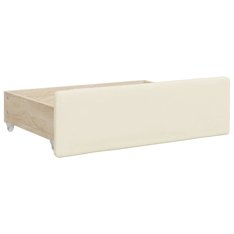 vidaXL krémszínű kihúzható műbőr heverő fiókkal 90 x 200 cm