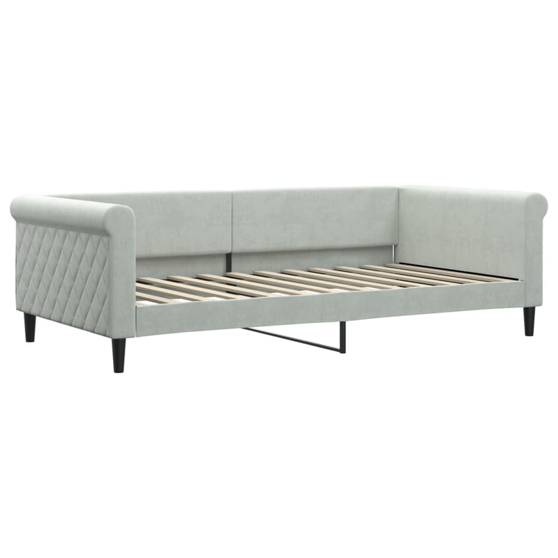 vidaXL világosszürke szövet kanapéágy matraccal 100 x 200 cm