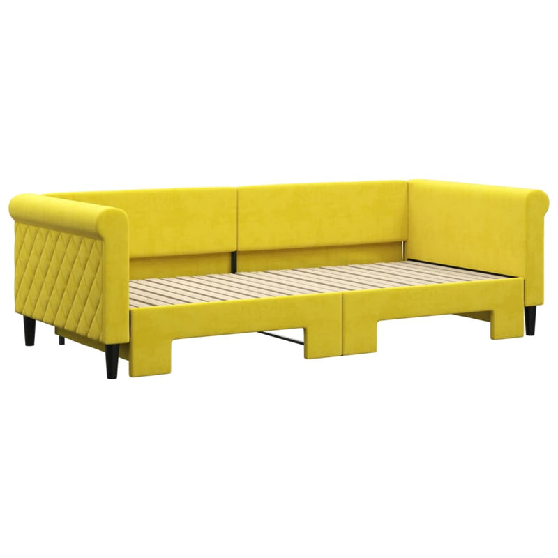 vidaXL sárga kihúzható szövet heverő 90 x 200 cm