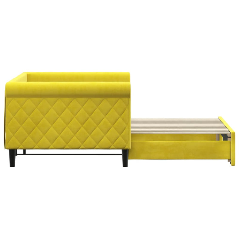 vidaXL sárga kihúzható szövet heverő 90 x 200 cm