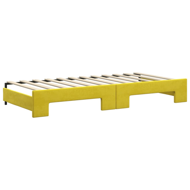 vidaXL sárga kihúzható szövet heverő 90 x 200 cm