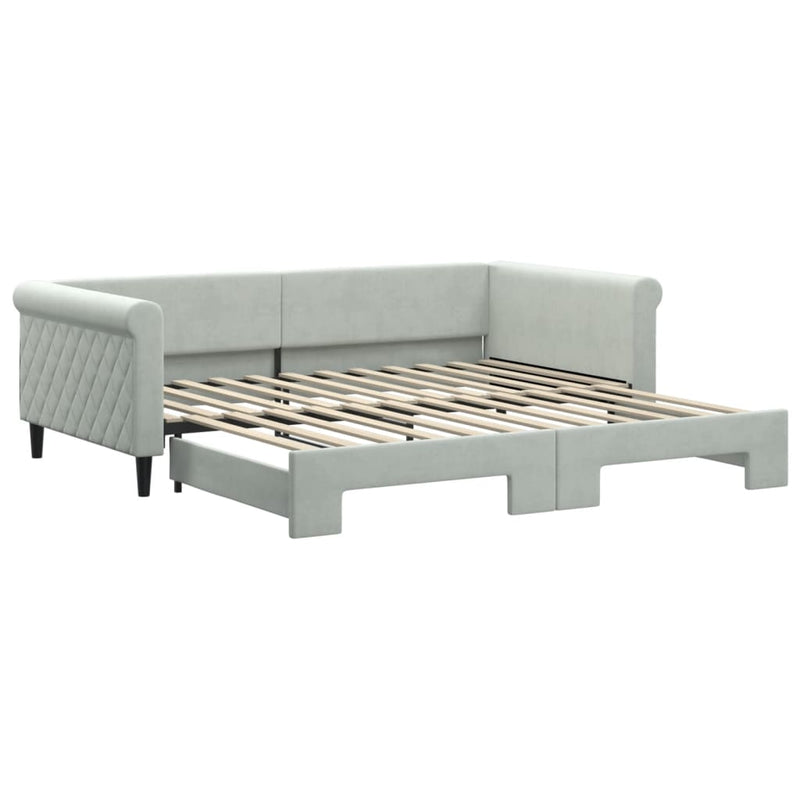 vidaXL világosszürke kihúzható szövet heverő 100 x 200 cm