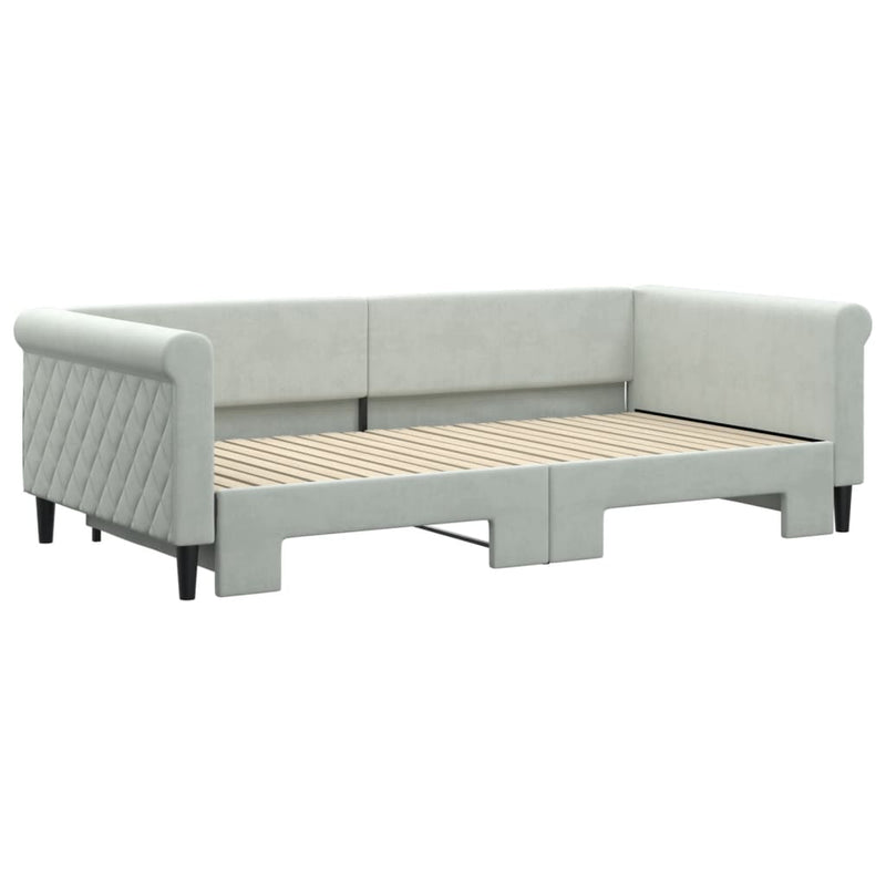 vidaXL világosszürke kihúzható szövet heverő 100 x 200 cm