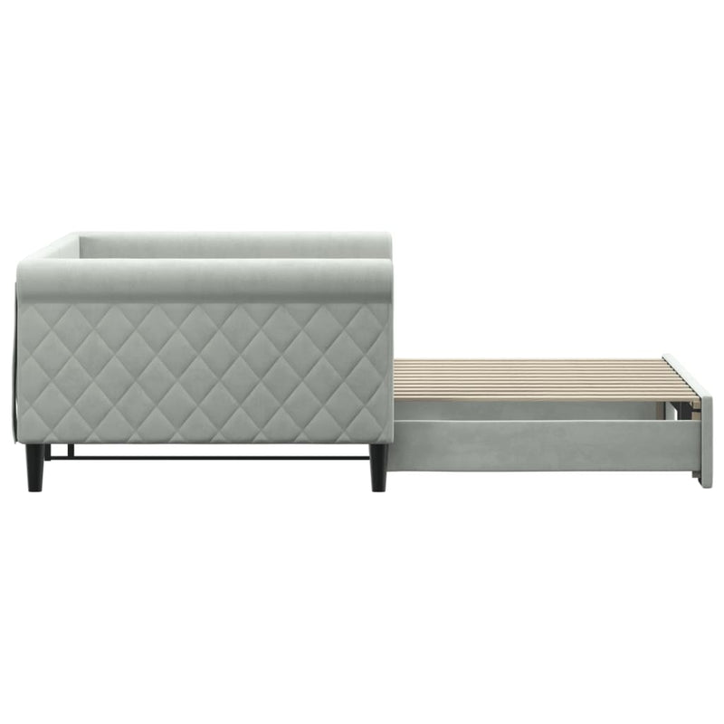 vidaXL világosszürke kihúzható szövet heverő 100 x 200 cm