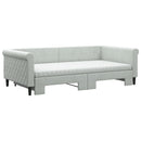 vidaXL világosszürke kihúzható bársony heverő matraccal 100 x 200 cm