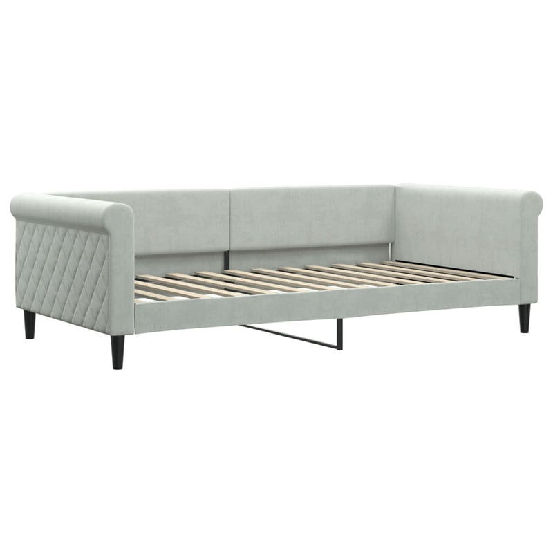 vidaXL világosszürke kihúzható bársony heverő matraccal 100 x 200 cm