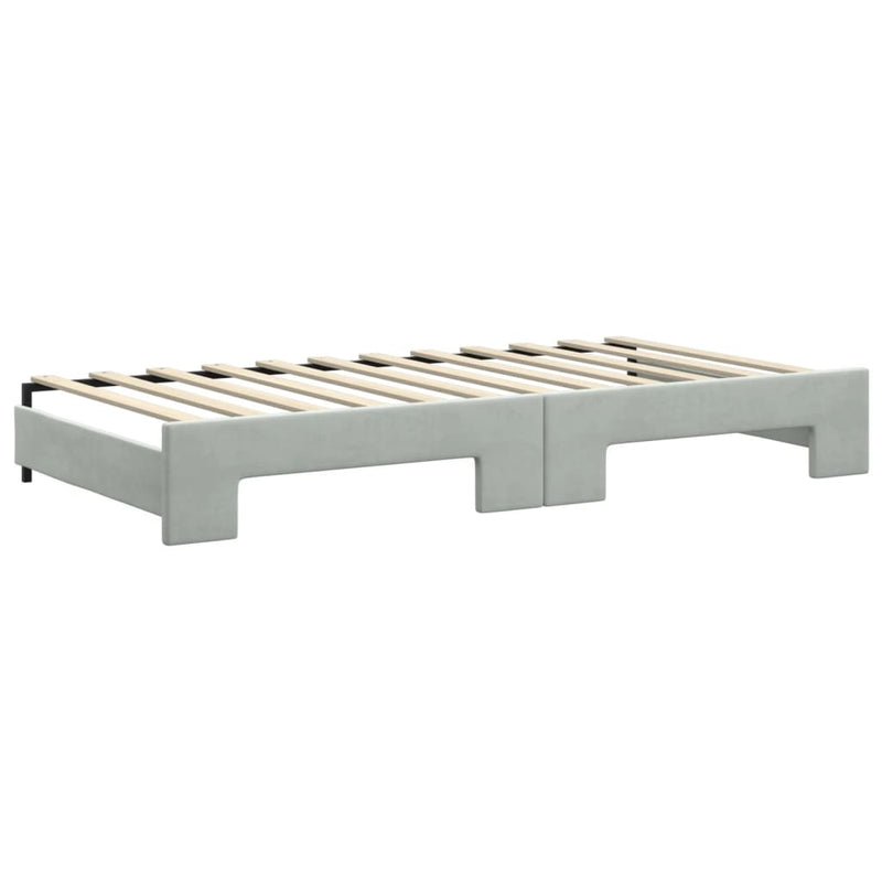 vidaXL világosszürke kihúzható bársony heverő matraccal 100 x 200 cm