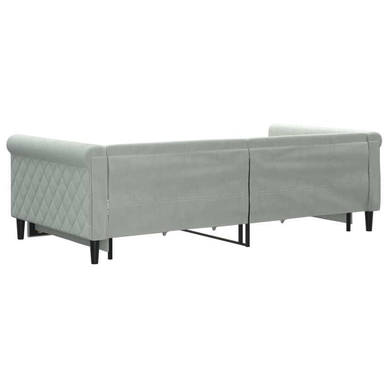 vidaXL világosszürke kihúzható bársony heverő fiókkal 100 x 200 cm