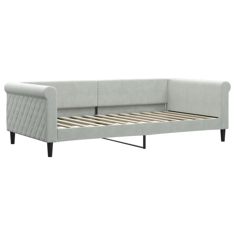 vidaXL világosszürke kihúzható bársony heverő fiókkal 100 x 200 cm