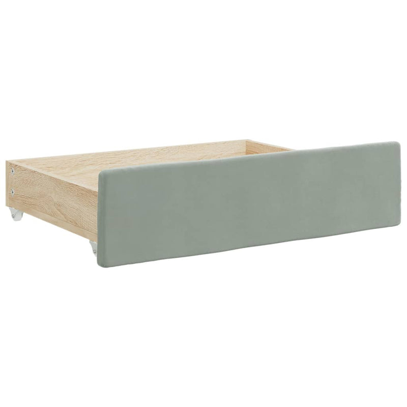 vidaXL világosszürke kihúzható bársony heverő fiókkal 100 x 200 cm
