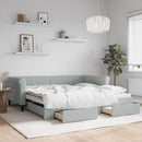 vidaXL világosszürke kihúzható bársony heverő fiókkal 100 x 200 cm