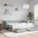 vidaXL világosszürke kihúzható bársony heverő fiókkal 90 x 190 cm