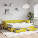 vidaXL sárga kihúzható bársony heverő fiókkal 80 x 200 cm