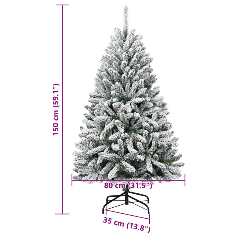 vidaXL csuklópántos műkarácsonyfa hóval 150 cm