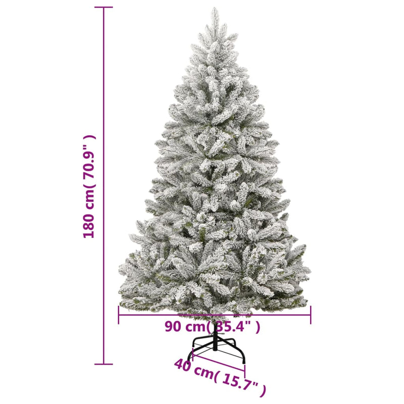 vidaXL csuklópántos műkarácsonyfa hóval 180 cm