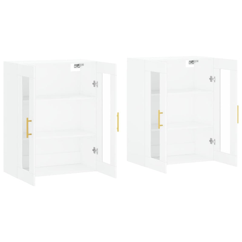 vidaXL 2 db fehér szerelt fa falra szerelhető szekrény