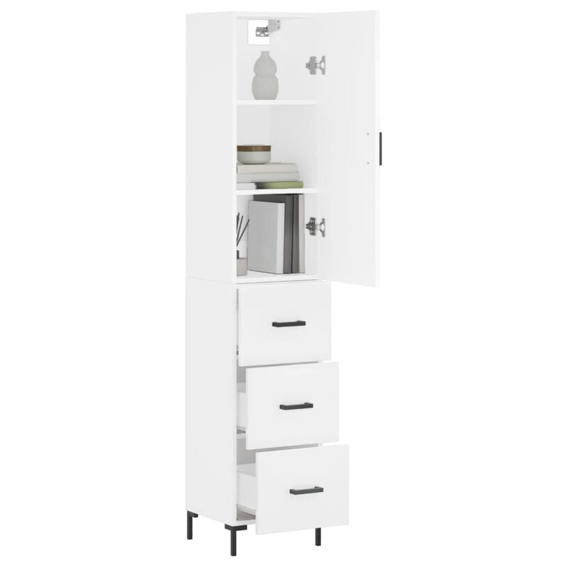 vidaXL fehér szerelt fa magasszekrény 34,5x34x180 cm