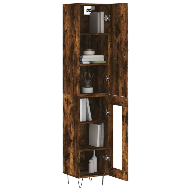 vidaXL füstös tölgy színű szerelt fa magasszekrény 34,5x34x180 cm