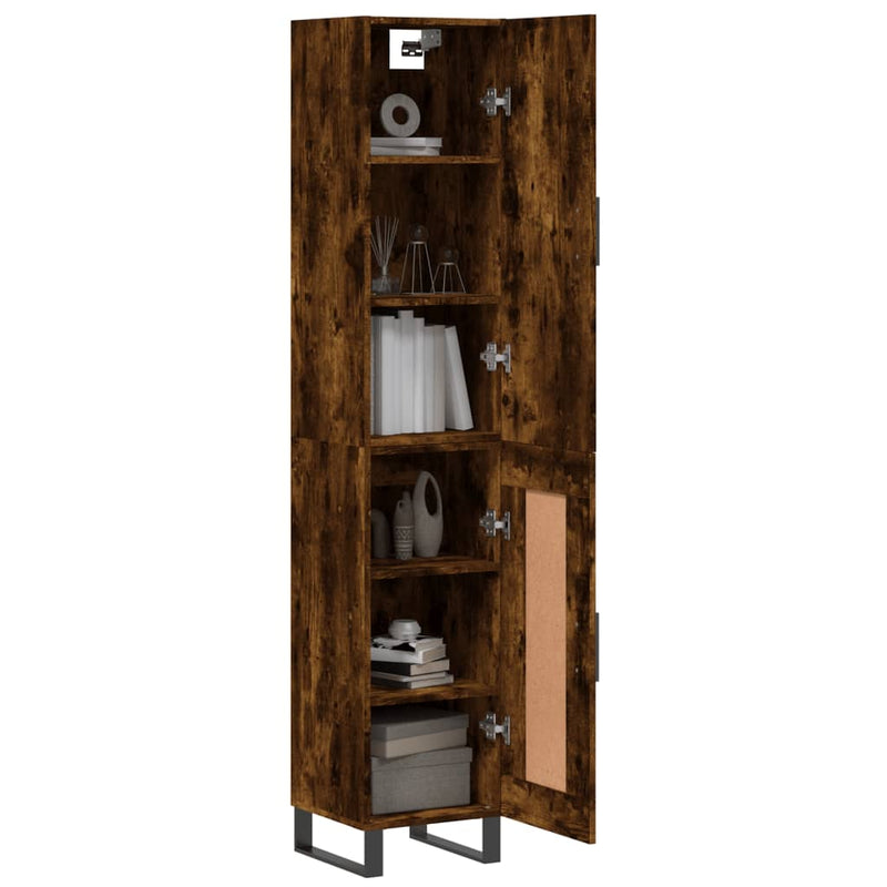 vidaXL füstös tölgy színű szerelt fa magasszekrény 34,5x34x180 cm