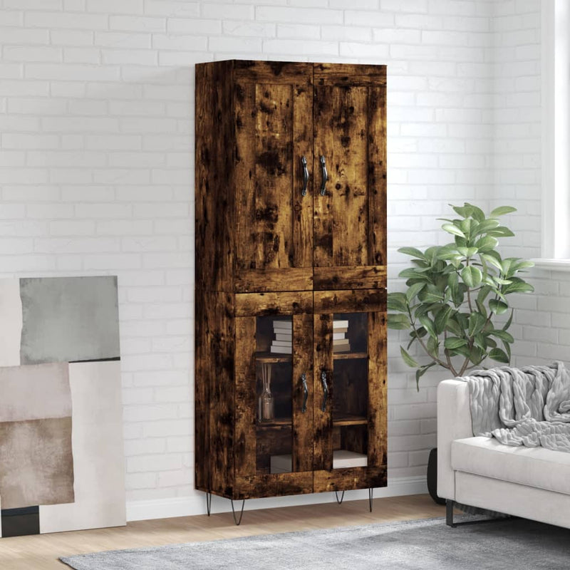 vidaXL füstös tölgy színű szerelt fa magasszekrény 69,5 x 34 x 180 cm