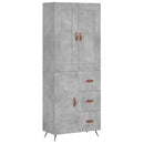 vidaXL betonszürke szerelt fa magasszekrény 69,5 x 34 x 180 cm