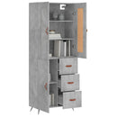 vidaXL betonszürke szerelt fa magasszekrény 69,5 x 34 x 180 cm