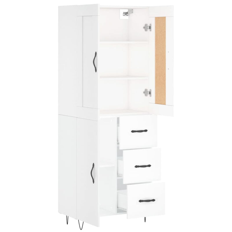 vidaXL fehér szerelt fa magasszekrény 69,5 x 34 x 180 cm