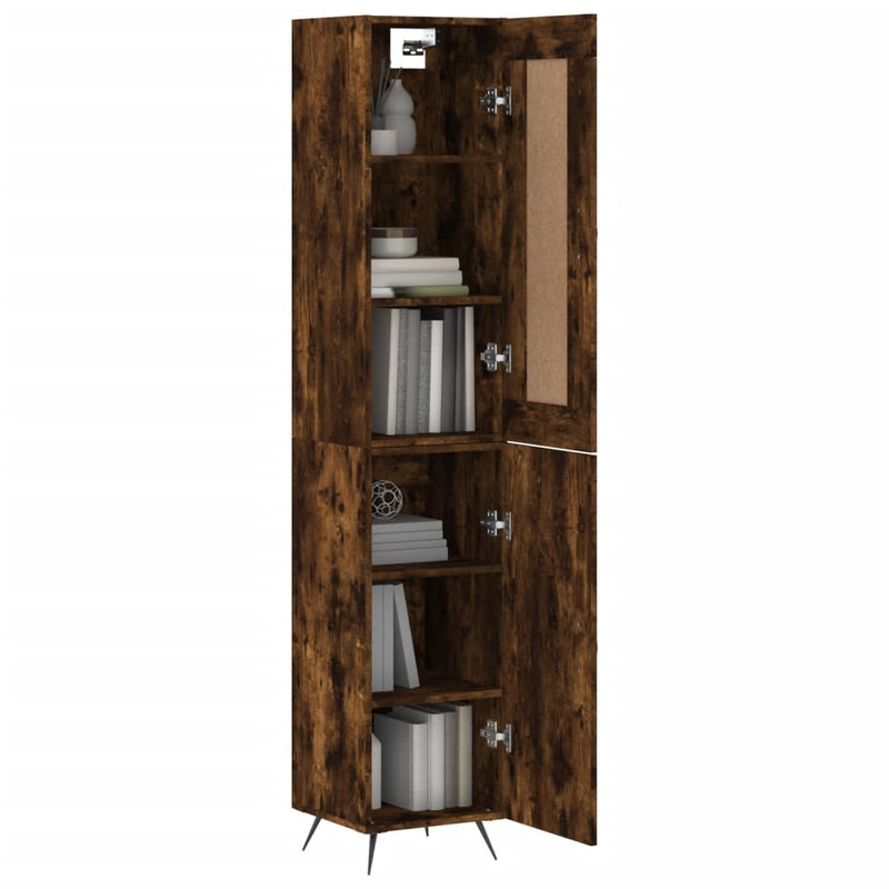 vidaXL füstös tölgy színű szerelt fa magasszekrény 34,5x34x180 cm