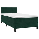 vidaXL sötétzöld bársony rugós ágy matraccal 100 x 200 cm