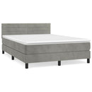 vidaXL világosszürke bársony rugós ágy matraccal 140x190 cm