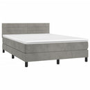 vidaXL világosszürke bársony rugós ágy matraccal 140x190 cm