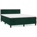 vidaXL sötétzöld bársony rugós ágy matraccal 140x190 cm