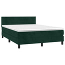 vidaXL sötétzöld bársony rugós ágy matraccal 140x190 cm