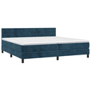vidaXL sötétkék bársony rugós ágy matraccal 200x200 cm