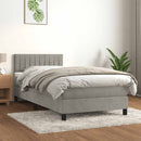 vidaXL világosszürke bársony rugós ágy matraccal 80 x 200 cm